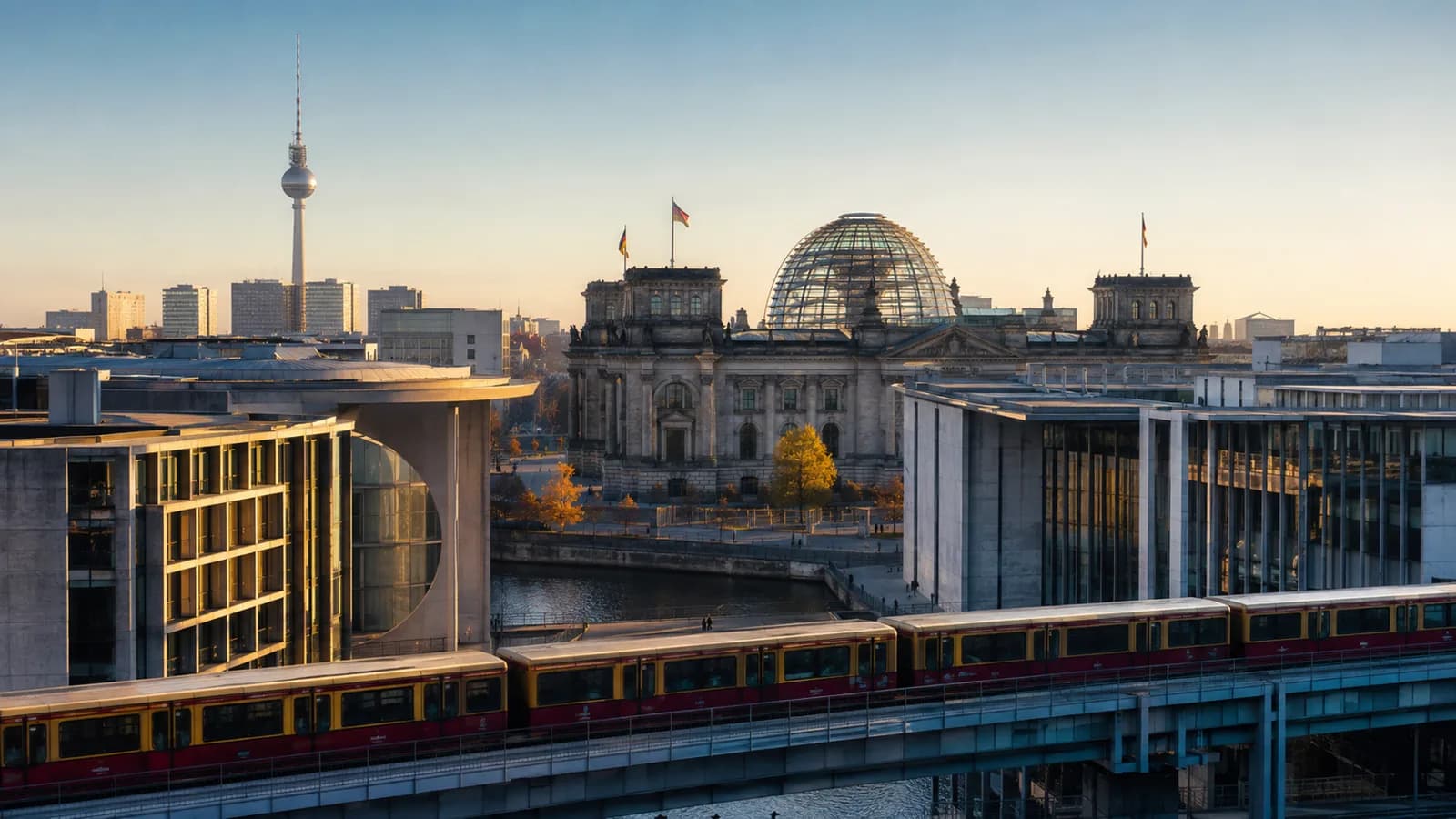 Berlin markazi va Germaniya parlamenti manzarasi